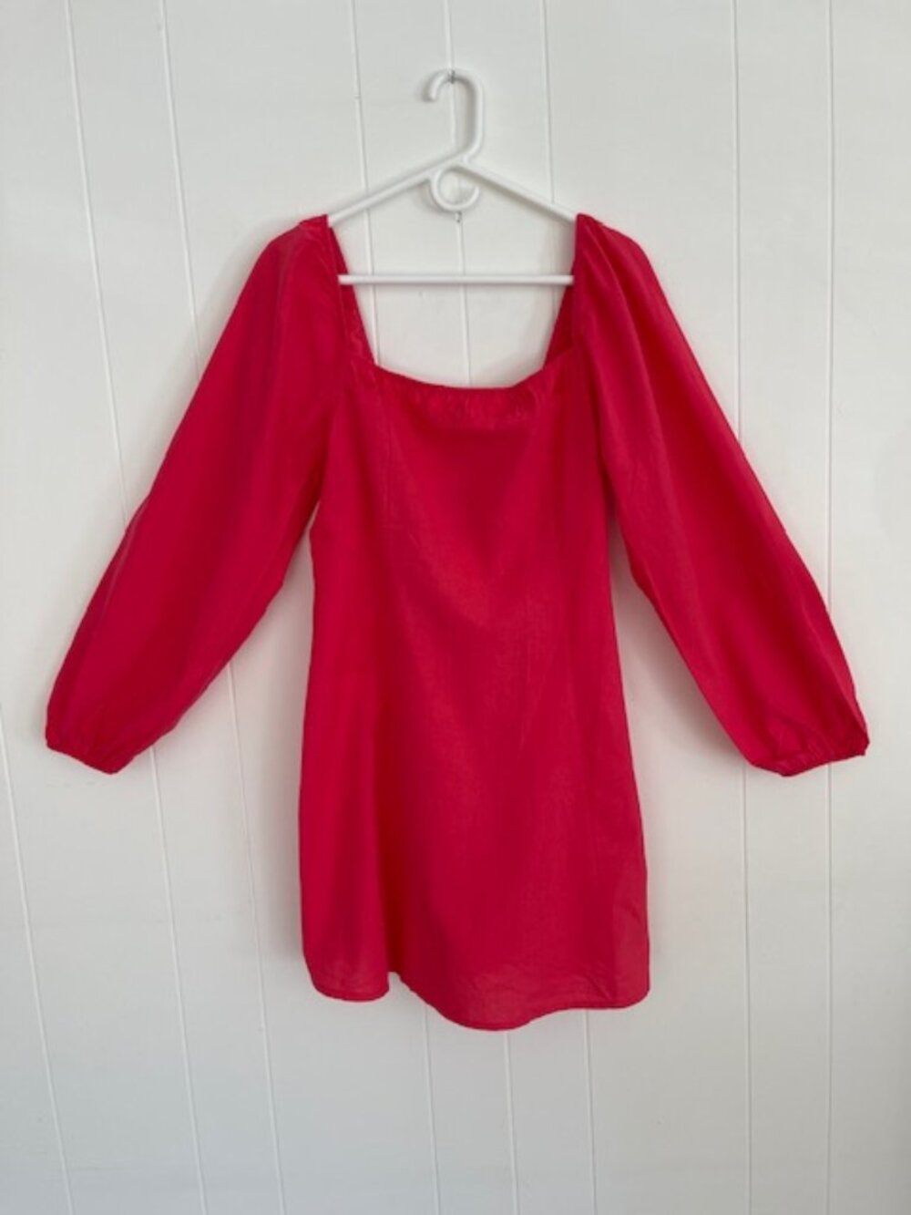 Free People NWT Cotton Linen Smocked Babydoll Tunic Top L Cherry Pink